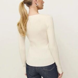 Reformation Cream Merino Wool Ribbed Long Sleeve